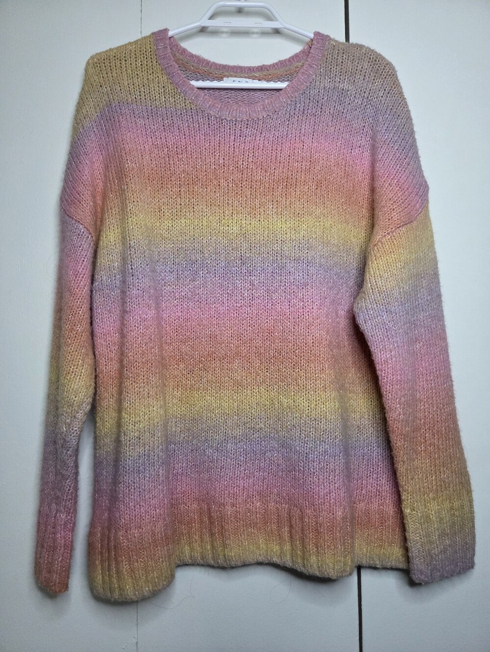 Ricki's Women's L Pastel Multicolor Rainbow Striped Knit Sweater
